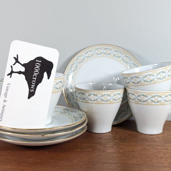 Set of 4 Bareuther Bavaria porcelain demitasse cups, Small German espresso cups - Picture 4 of 11